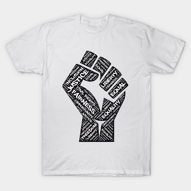 African American Civil Rights Black Power Fist Justice Design T-Shirt by TeeShirt_Expressive